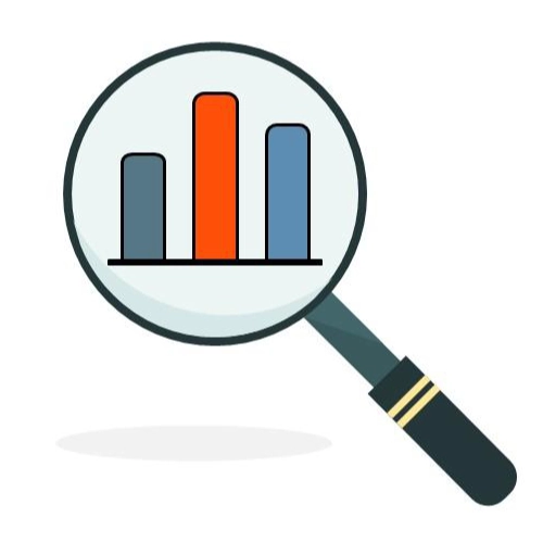 Magnification glass on data chart